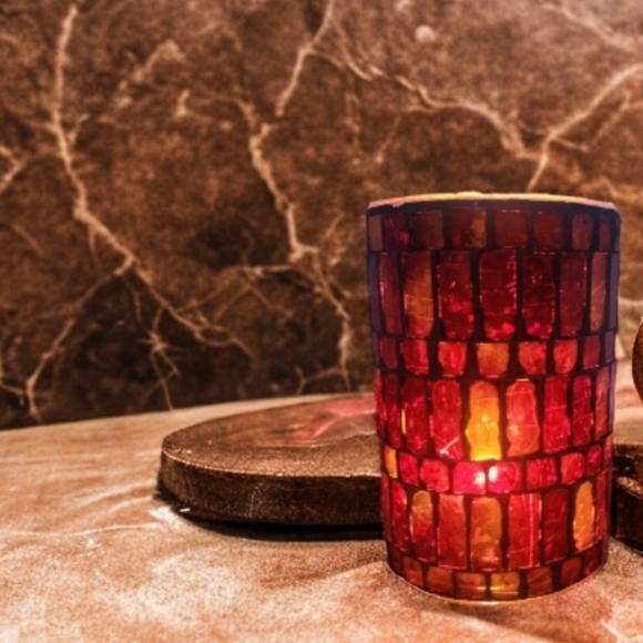 Red mosaic candle - Picture 2 of 5